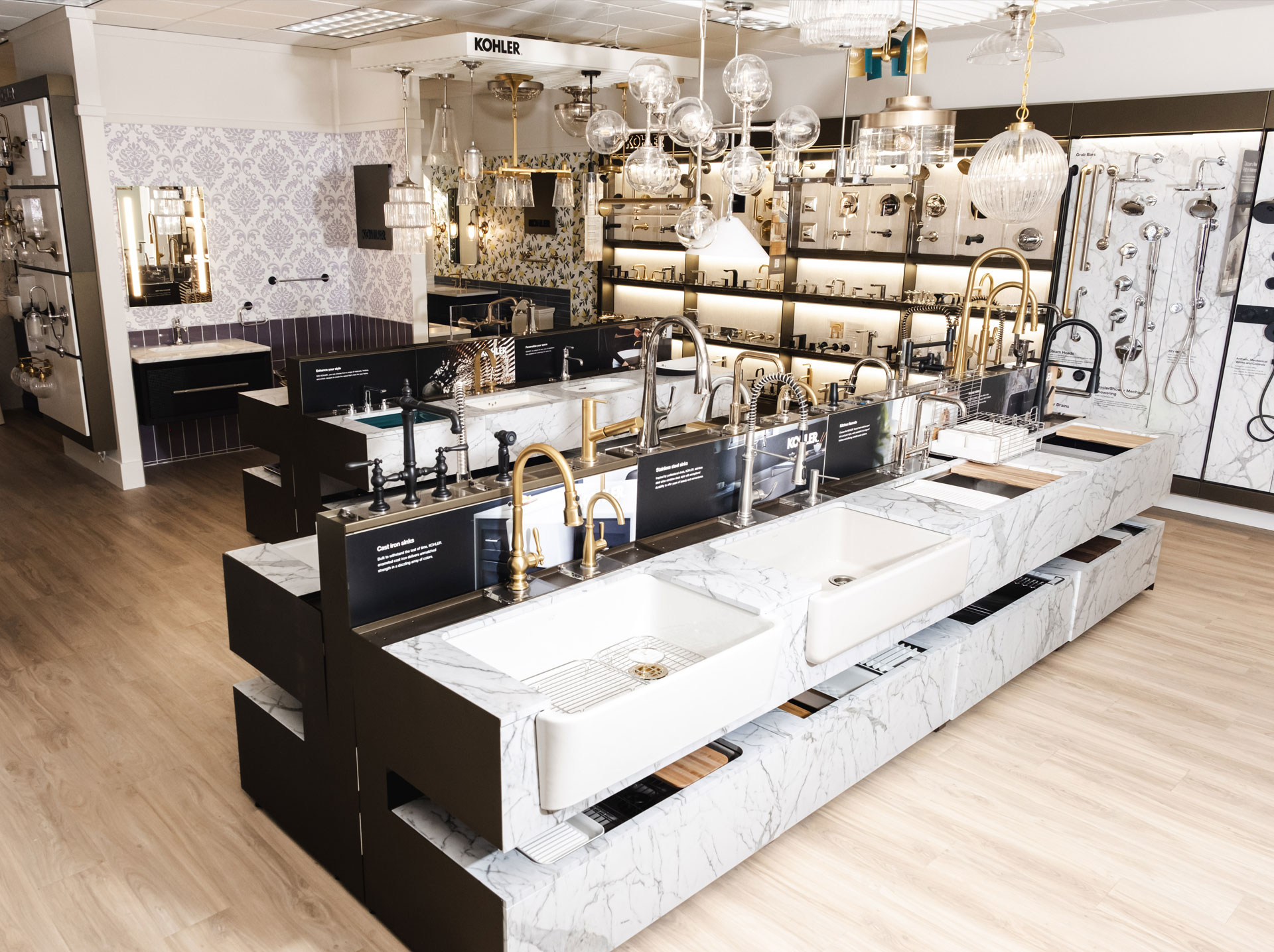 View of Facets Wilmington Showroom kitchen sinks and faucets